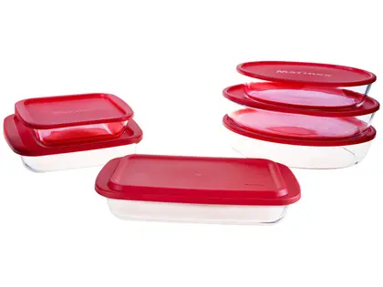 Conjunto Assadeiras 6 Peças de Vidro com Tampa